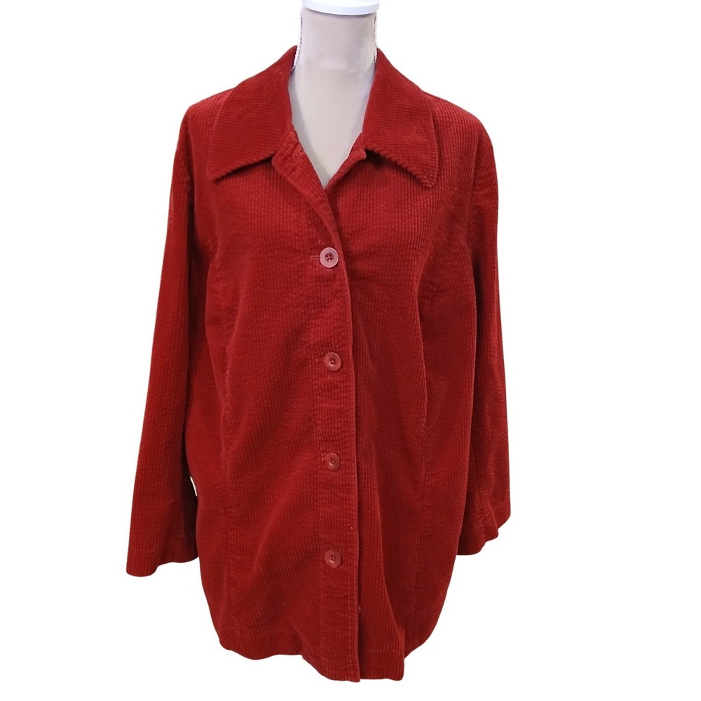 J Jill Red Corduroy Button Front Jacket Coat Women's 2X